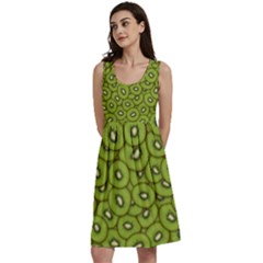 Kiwi Fruit Pattern Green Background Classic Skater Dress by Paksenen