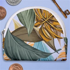 Monstera Palm Leaves Plants Horseshoe Style Canvas Pouch by Paksenen