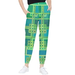 Green Abstract Geometric Women s Tapered Pants by Ket1n9