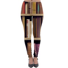 Books Bookshelves Office Fantasy Background Artwork Book Cover Apothecary Book Nook Literature Libra Lightweight Velour Leggings by Posterlux