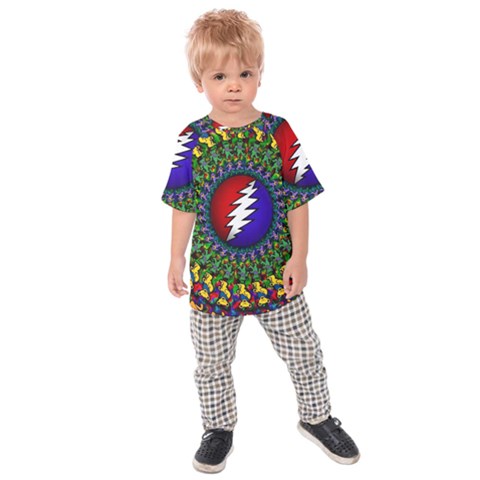 Grateful Dead Bear Pattern Kids  Raglan T-shirt by Maspions