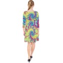 Fractal Spiral Abstract Background Vortex Yellow Quarter Sleeve Front Wrap Dress View2