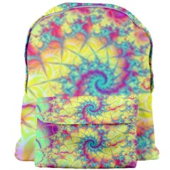 Fractal Spiral Abstract Background Vortex Yellow Giant Full Print Backpack by Ket1n9