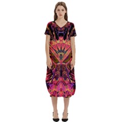 Trippy Garland T-shirt Midi Dress With Pockets by MRNStudios