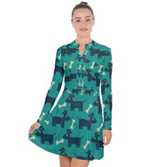 Happy Dogs Animals Pattern Long Sleeve Panel Dress by Ket1n9