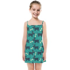 Happy Dogs Animals Pattern Kids  Summer Sun Dress by Ket1n9