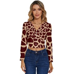 Animal Print Girraf Patterns Long Sleeve V-neck Top by Ket1n9