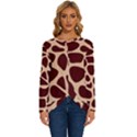 Animal Print Girraf Patterns Long Sleeve Crew Neck Pullover Top View1