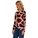 Animal Print Girraf Patterns Long Sleeve Crew Neck Pullover Top View2