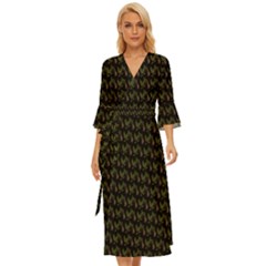 Fern Pattern 2 Black Midsummer Wrap Dress by snowwhitegirl