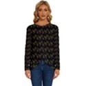 Fern Pattern 2 Black Long Sleeve Crew Neck Pullover Top View1