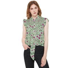 Swirls Foliage Leaves Green Frill Detail Shirt by Proyonanggan