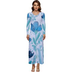 Flowers Petals Bloom Long Sleeve Longline Maxi Dress by Proyonanggan