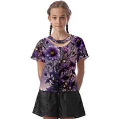 Flower Bloom Blossom Nature Flora Kids  Front Cut T-shirt by Apenda