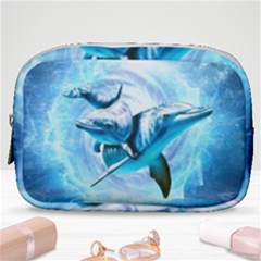 Dolphin Blue Sea Fantasy Make Up Pouch (small) by Maspions