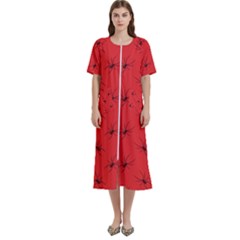 Spiders Pattern Seamless Arachnids Women s Cotton Short Sleeve Nightgown by Maspions