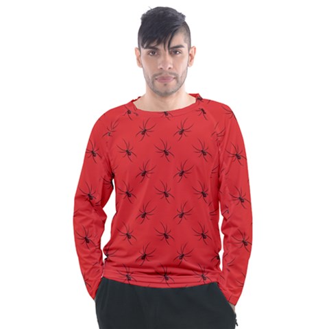 Spiders Pattern Seamless Arachnids Men s Long Sleeve Raglan T-shirt by Maspions