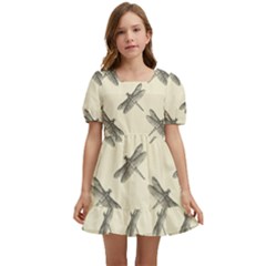 Dragonfy Insect Pattern Kids  Short Sleeve Dolly Dress by Maspions