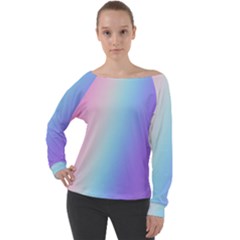 Pastel Rainbow, Color Off Shoulder Long Sleeve Velour Top by kyorashop23