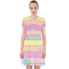 Pastel, Butterfly, Spring, Stripes, Adorable In Chiffon Dress by kyorashop23