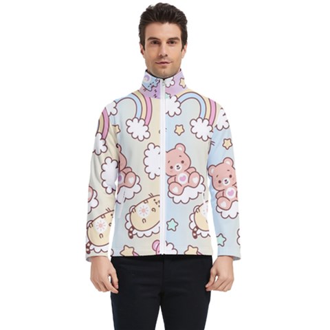 Usheen Carebears, Bears, Cat, Colorful, Cute, Pastel, Pattern Men s Bomber Jacket by kyorashop23