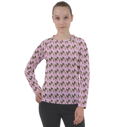 Fern Pattern 2 Pink Women s Long Sleeve Raglan T-shirt by snowwhitegirl