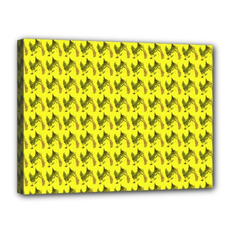 Fern Pattern 2 Yellow Canvas 16  X 12  (stretched) by snowwhitegirl