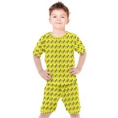 Fern Pattern 2 Yellow Kids  T-shirt And Shorts Set by snowwhitegirl