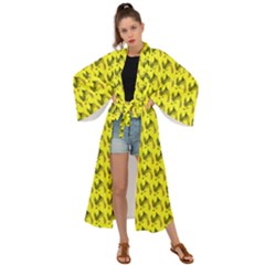 Fern Pattern 2 Yellow Maxi Kimono by snowwhitegirl