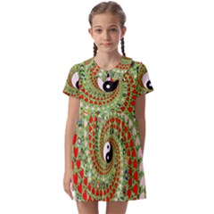 Love Avatars Characters Roles Yin Yang Kids  Asymmetric Collar Dress by Paksenen