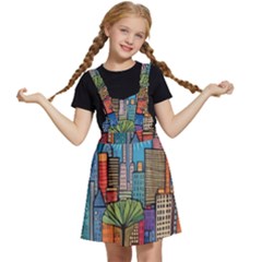 City New York Nyc Skyscraper Skyline Downtown Night Business Urban Travel Landmark Building Architec Kids  Apron Dress by Posterlux