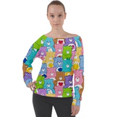 Care Bears, Adorable, Art Off Shoulder Long Sleeve Velour Top by kyorashop23