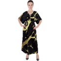 Marble Black, Kiss, Gold, Pretty V-Neck Boho Style Maxi Dress View1