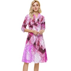 Pink Abstract Lineart Classy Knee Length Dress by Maspions