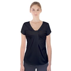 Plain Black Black Short Sleeve Front Detail Top by kyorashop23