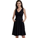 Plain Black Black Sleeveless V-Neck Skater Dress with Pockets View1