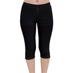 Plain Black Black Velvet Capri Leggings  by kyorashop23