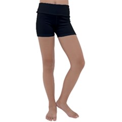 Plain Black Black Kids  Lightweight Velour Yoga Shorts by kyorashop23