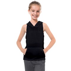 Plain Black Black Kids  Sleeveless Hoodie by kyorashop23