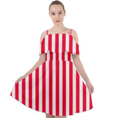 Red Stripes, Texture, Sticker, Cut Out Shoulders Dress by kyorashop23