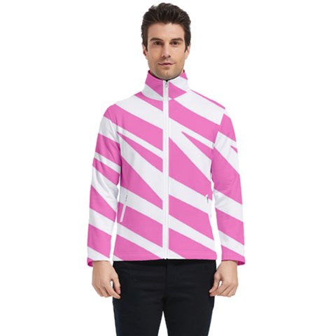 White Pink Stripes, Pattern Men s Bomber Jacket by kyorashop23