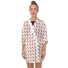 Kawaii Pumpkin Patt White Half Sleeve Chiffon Kimono by snowwhitegirl