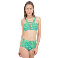 Retro Flower Pattern Design Batik Cage Up Bikini Set by Posterlux