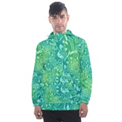 Retro Flower Pattern Design Batik Men s Front Pocket Pullover Windbreaker by Posterlux