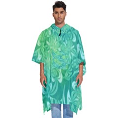 Retro Flower Pattern Design Batik Men s Hooded Rain Ponchos by Posterlux