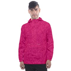 Pink Abstract Crimson Triangle Men s Front Pocket Pullover Windbreaker by Posterlux