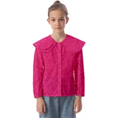 Pink Abstract Crimson Triangle Kids  Peter Pan Collar Blouse by Posterlux