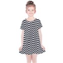 Black White Wave Pattern Wavy Water Seamless Kids  Simple Cotton Dress View1