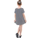 Black White Wave Pattern Wavy Water Seamless Kids  Simple Cotton Dress View2