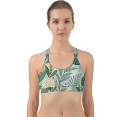 Leaves Pattern Flora Nature Back Web Sports Bra by Posterlux